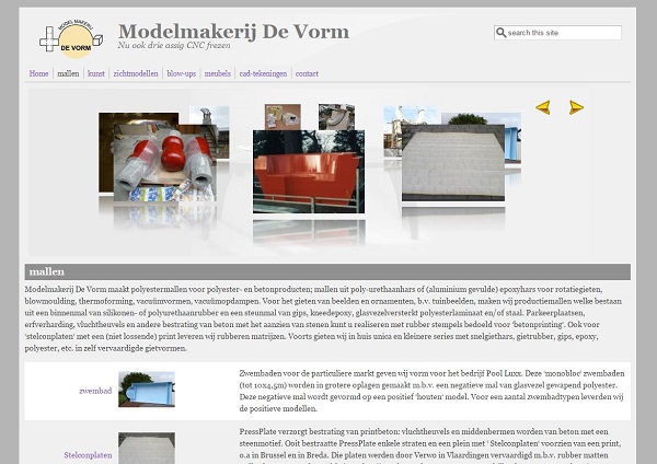 Modelmakerij De Vorm website